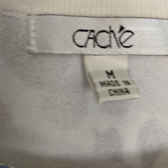 CACHE blue leopard 3/4 sleeve sequined sweater M - Picture 3 of 6